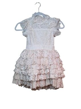 Mia Joy Joyfolie Lace Ruffle Tiered Dress Blush Ivory Girls Size 3